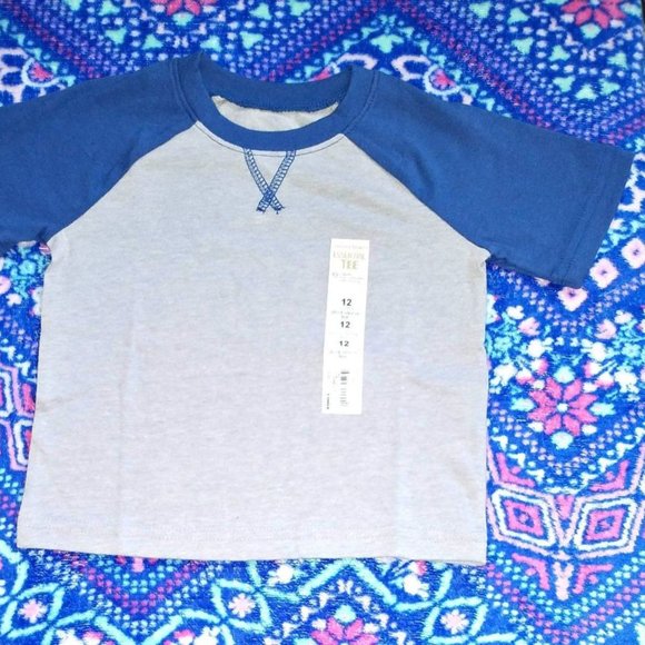 JUMPING BEANS baby boy t-shirt, gray with navy blue, 12 MONTH k-340 - Picture 2 of 3